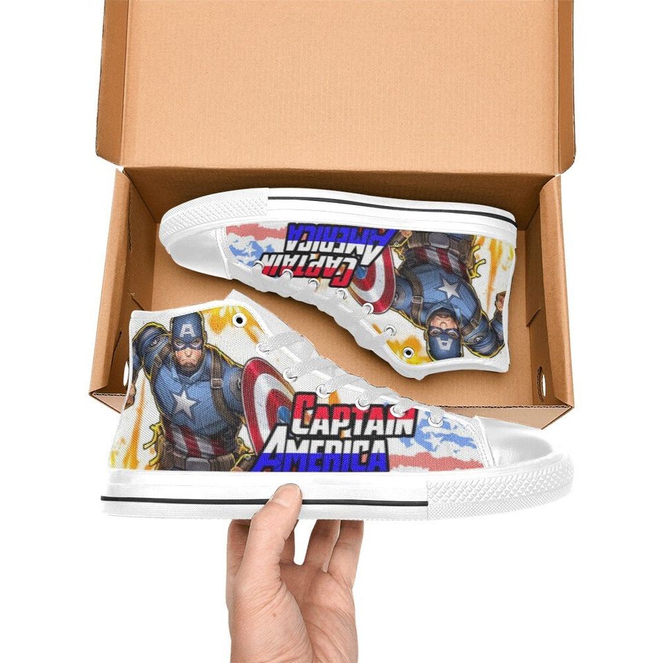 Captain America High top Sneakers, Captain Hero Canvas Shoes