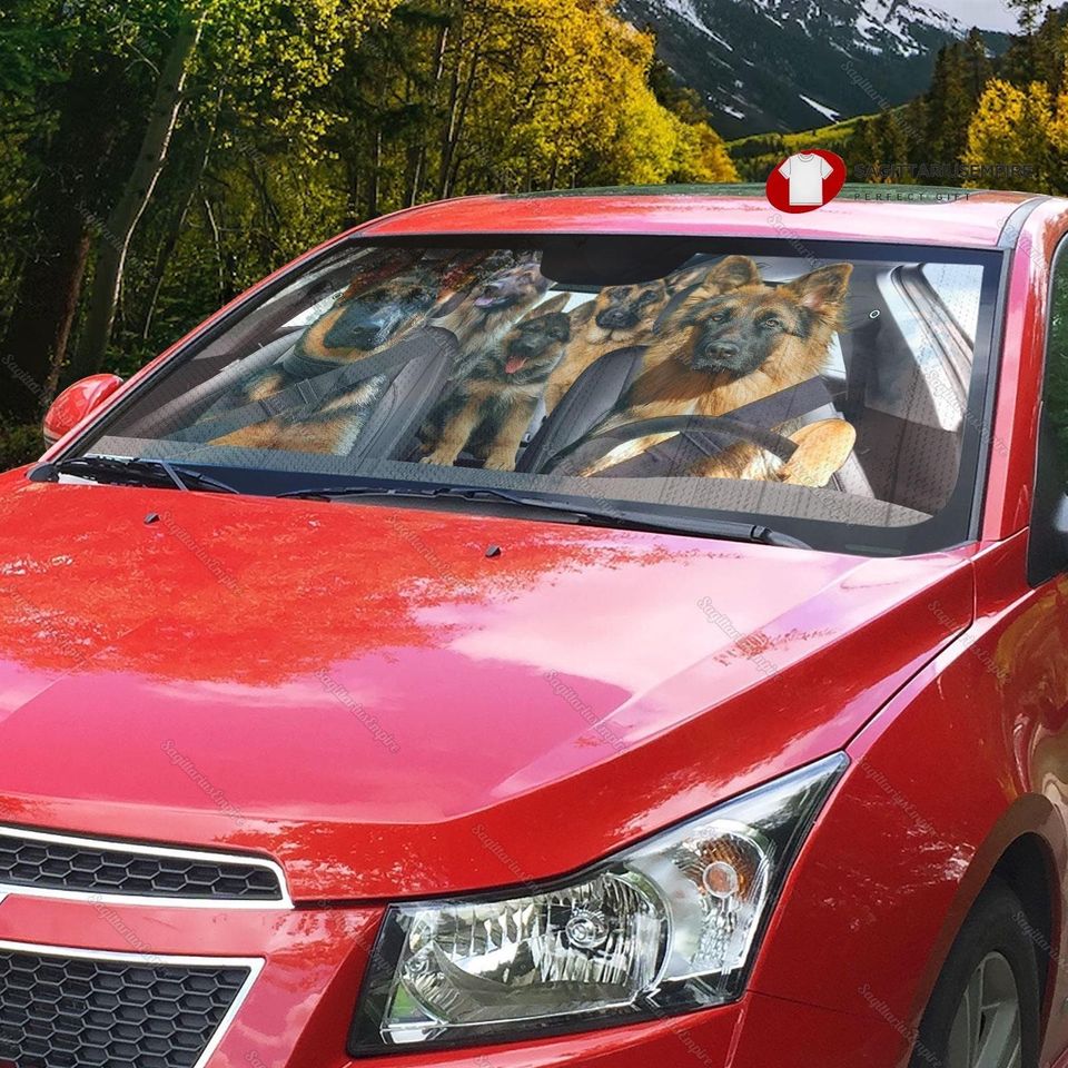 German Shepherd Dog Car Sun Shade, Funny German Shepherd