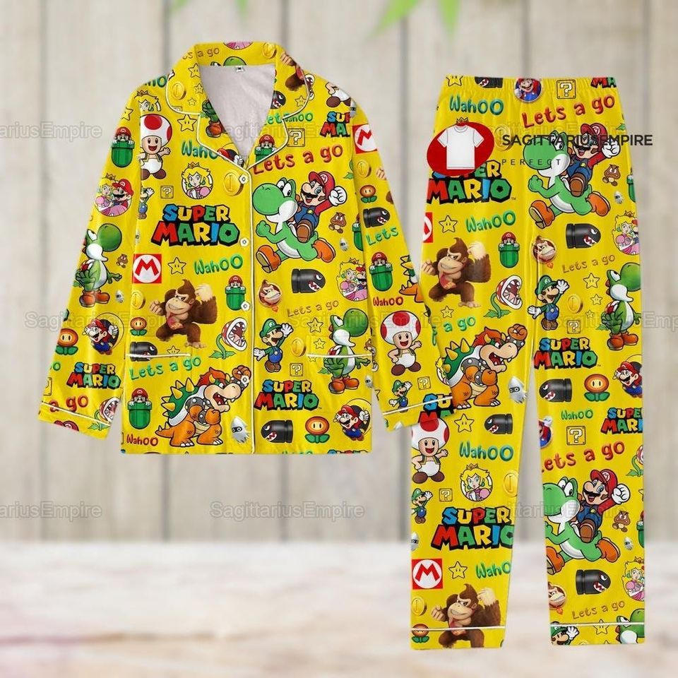 Super Mario Pajamas Set, Super Mario Pajamas Pants, Super Mario Matching Pajamas Set