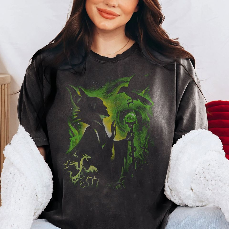 Retro Disney Maleficent Sleeping Beauty Portrait Shirt, Disney Villains Mineral Washed T-shirt