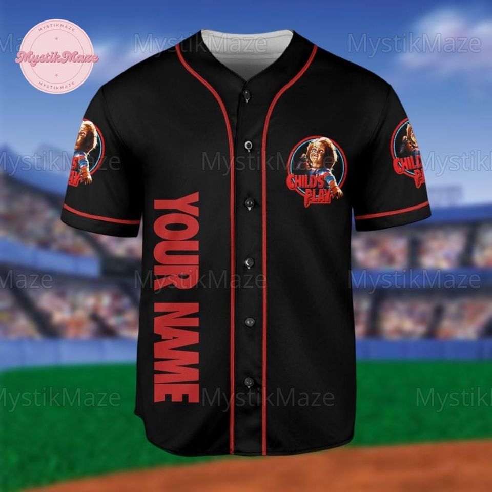Personalized Halloween Chucky Baseball Jersey, Custom Name Baseball Shirt