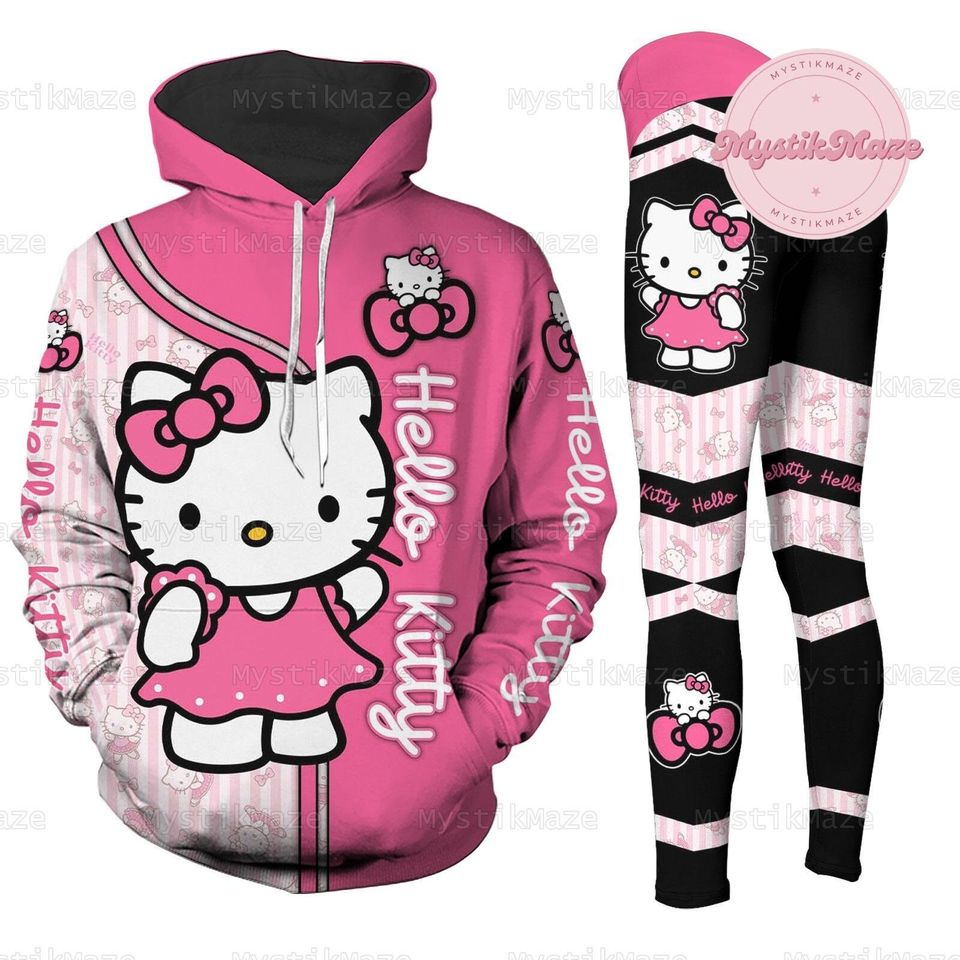 Hello Kitty Hoodie Legging  Set, Hello Kitty Adult Hoodie, Hello Kitty Womens Legging, Kitty Cat Hoodie, Kitty Cat Legging, Hello Kitty Gift