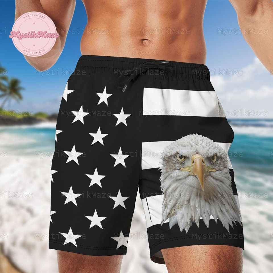 Eagle American Flag Short, Eagle Shorts Men, American Flag Mens Shorts