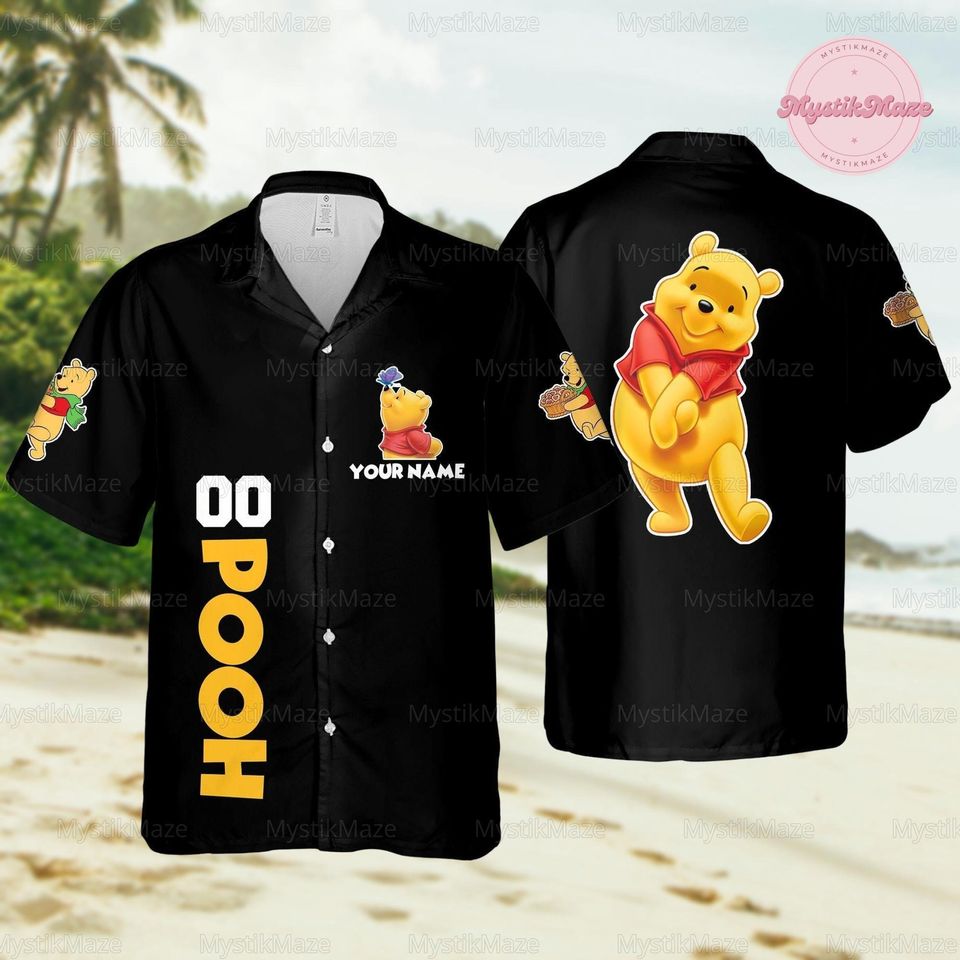 Custom Pooh Hawaiian Shirt, Winnie The Pooh Hawaiian Shirt, Magic Kingdom Shirt, Summer Shirt, Vacation Shirt, Beach Shirt, Disney Gift