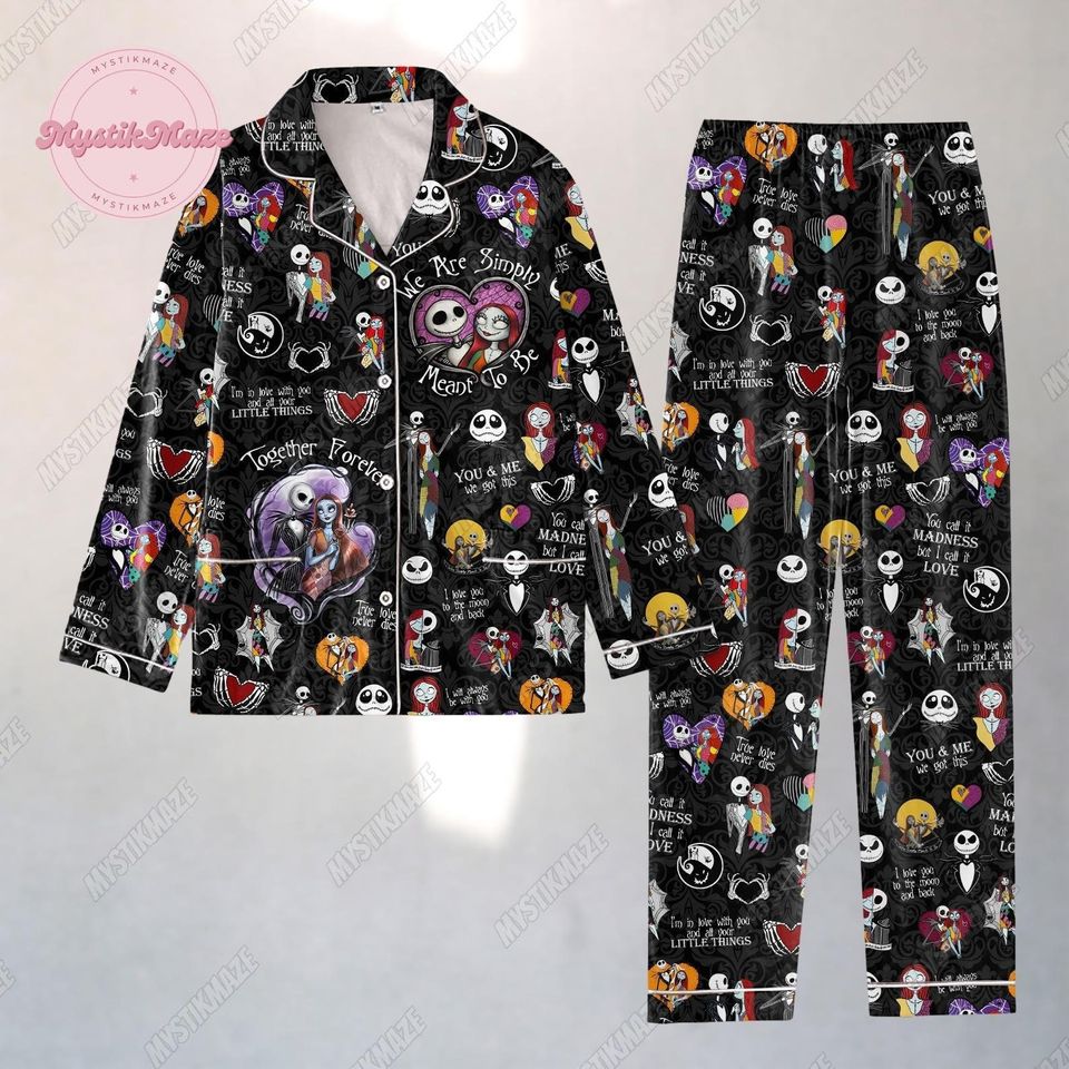Jack And Sally Pajamas Set, Jack Skellington Holiday Pajamas