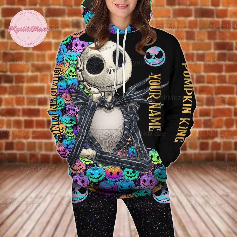 Halloween Personalized Jack Skellington Hoodie Legging, Pumpkin King Shirt, Magic Kingdom Tee, Nightmare Before Christmas Fan Gift