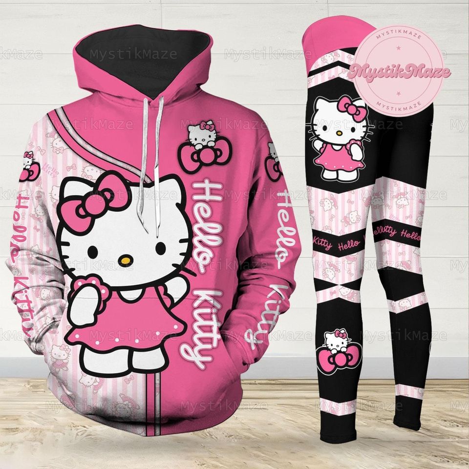 Hello Kitty Hoodie Legging  Set, Hello Kitty Adult Hoodie, Hello Kitty Womens Legging, Kitty Cat Hoodie, Kitty Cat Legging, Hello Kitty Gift