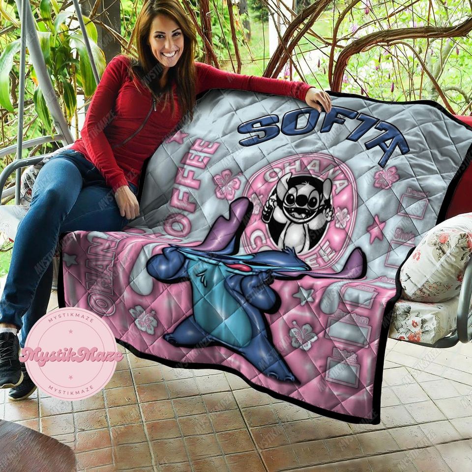 Lilo Stitch Quilt Pattern, Stitch Disney Modern Quilt, Stitch Comforter Quilt