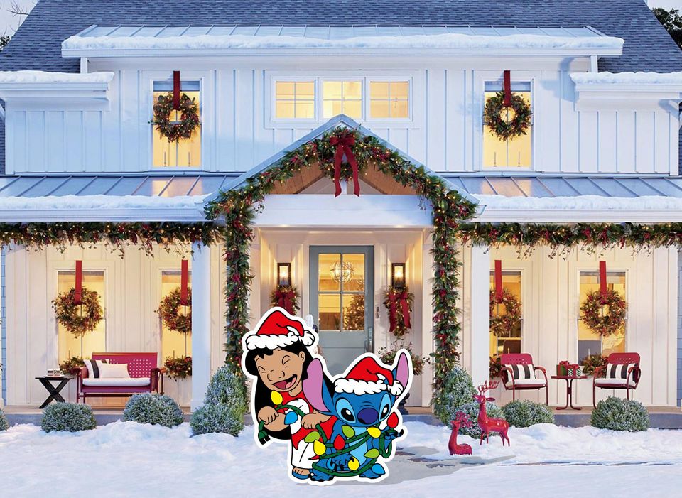 Lilo and Stitch Christmas Yard Sign