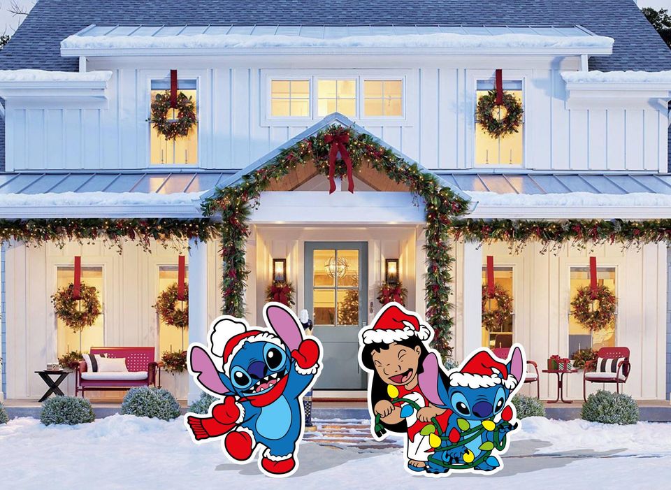Lilo and Stitch Christmas Yard Sign