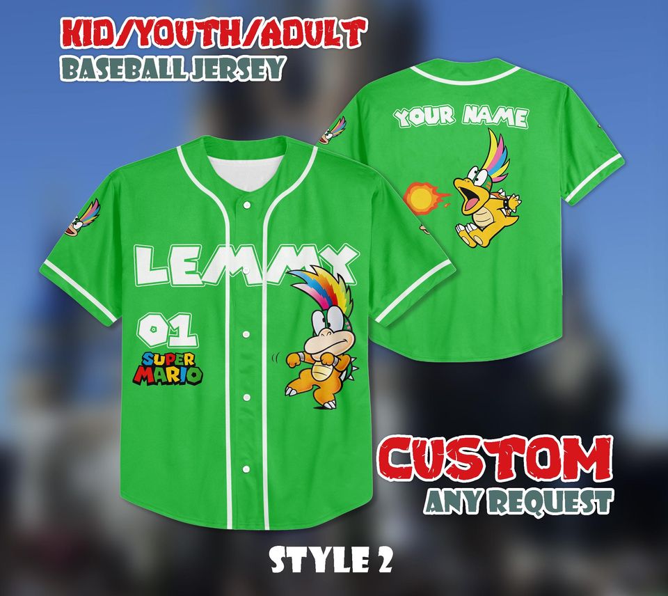 Custom Lemmy Baseball Jersey, Personalized Super Mario Family Shirt