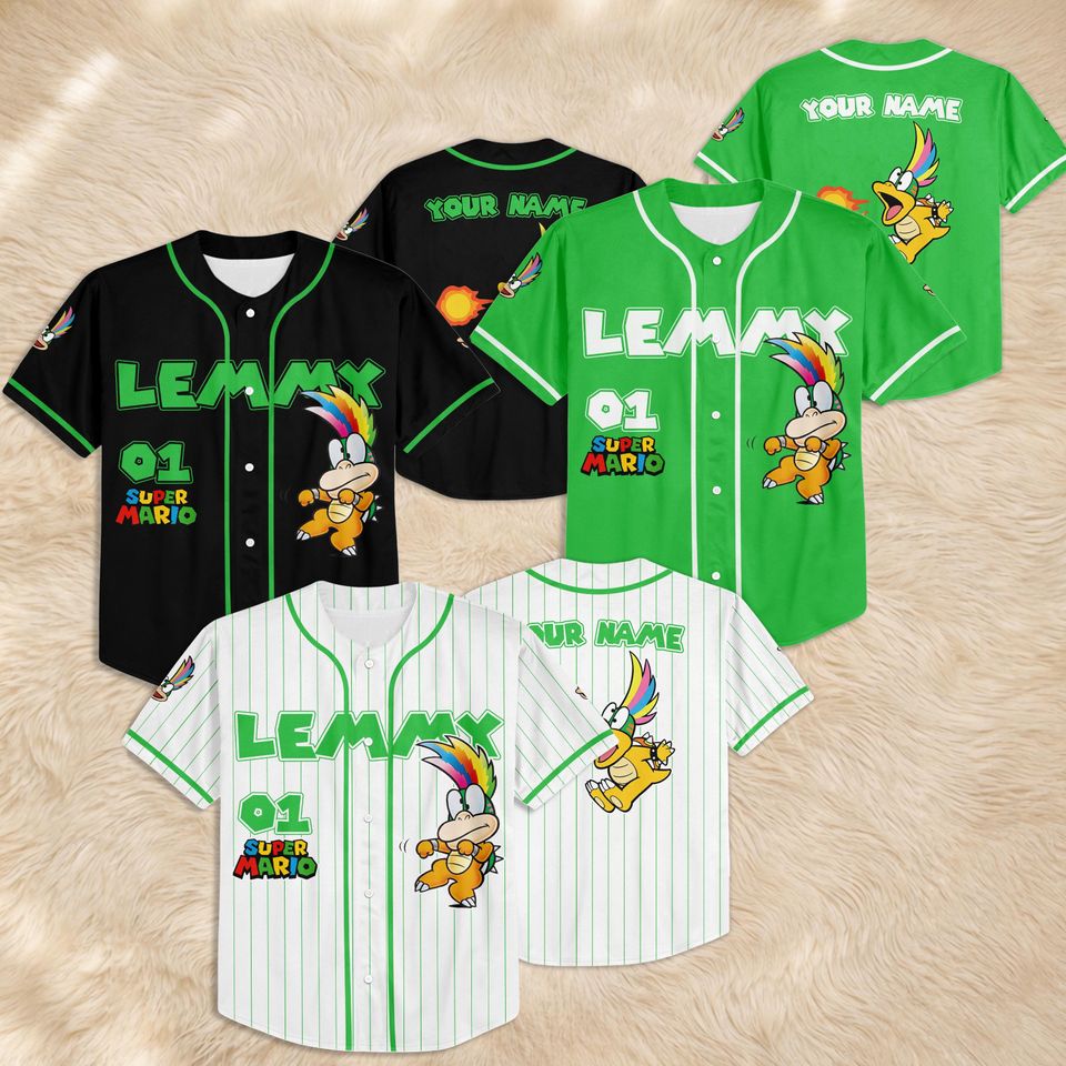 Custom Lemmy Baseball Jersey, Personalized Super Mario Family Shirt