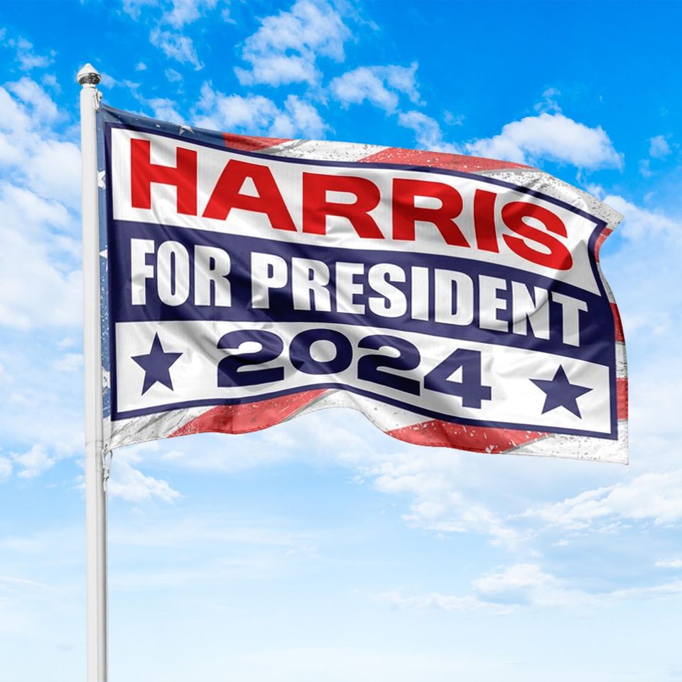 Kamala Harris For President 2024 Red White Blue House Flag