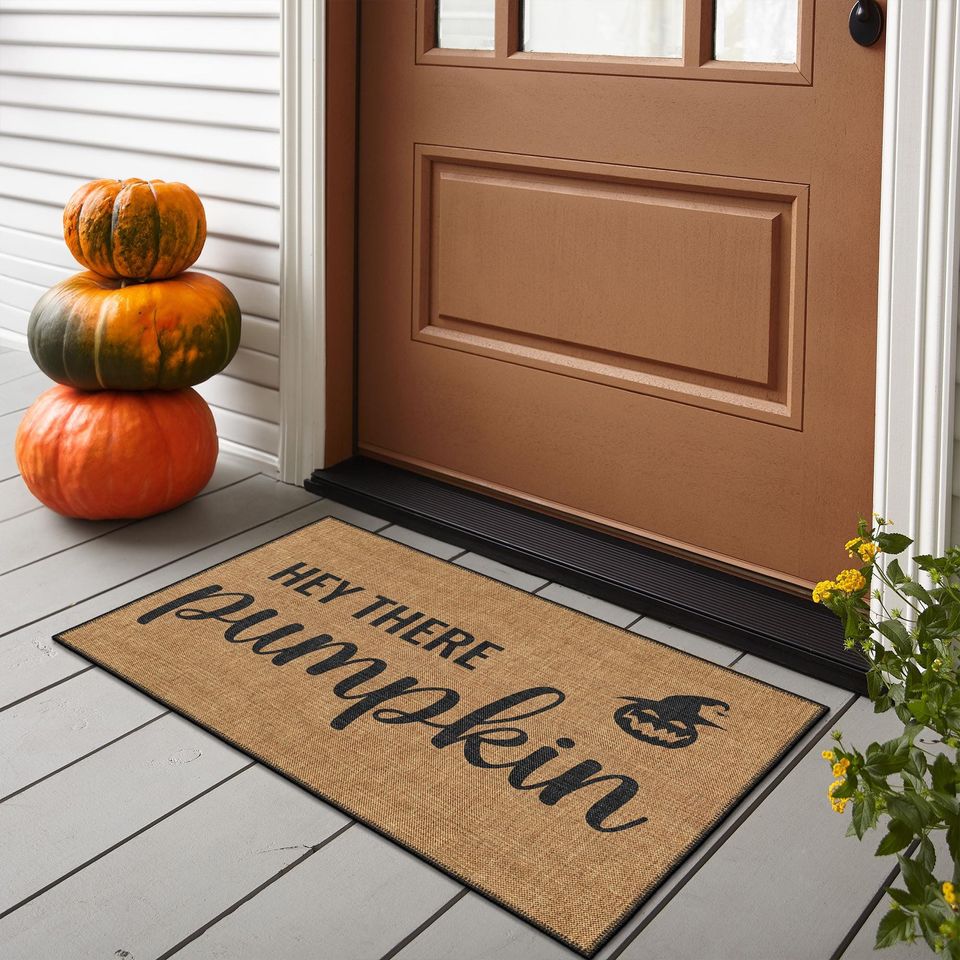 Hey There Pumpkin Halloween Doormat, Halloween Door Mat, Welcome Mat, Funny Doormat, Halloween Mat, Halloween Rug, Happy Halloween Mat