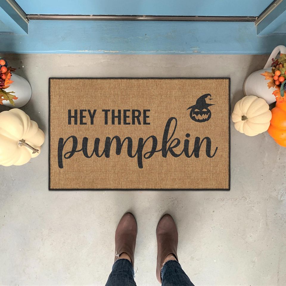 Hey There Pumpkin Halloween Doormat, Halloween Door Mat, Welcome Mat, Funny Doormat, Halloween Mat, Halloween Rug, Happy Halloween Mat