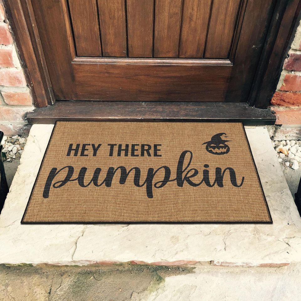 Hey There Pumpkin Halloween Doormat, Halloween Door Mat, Welcome Mat, Funny Doormat, Halloween Mat, Halloween Rug, Happy Halloween Mat