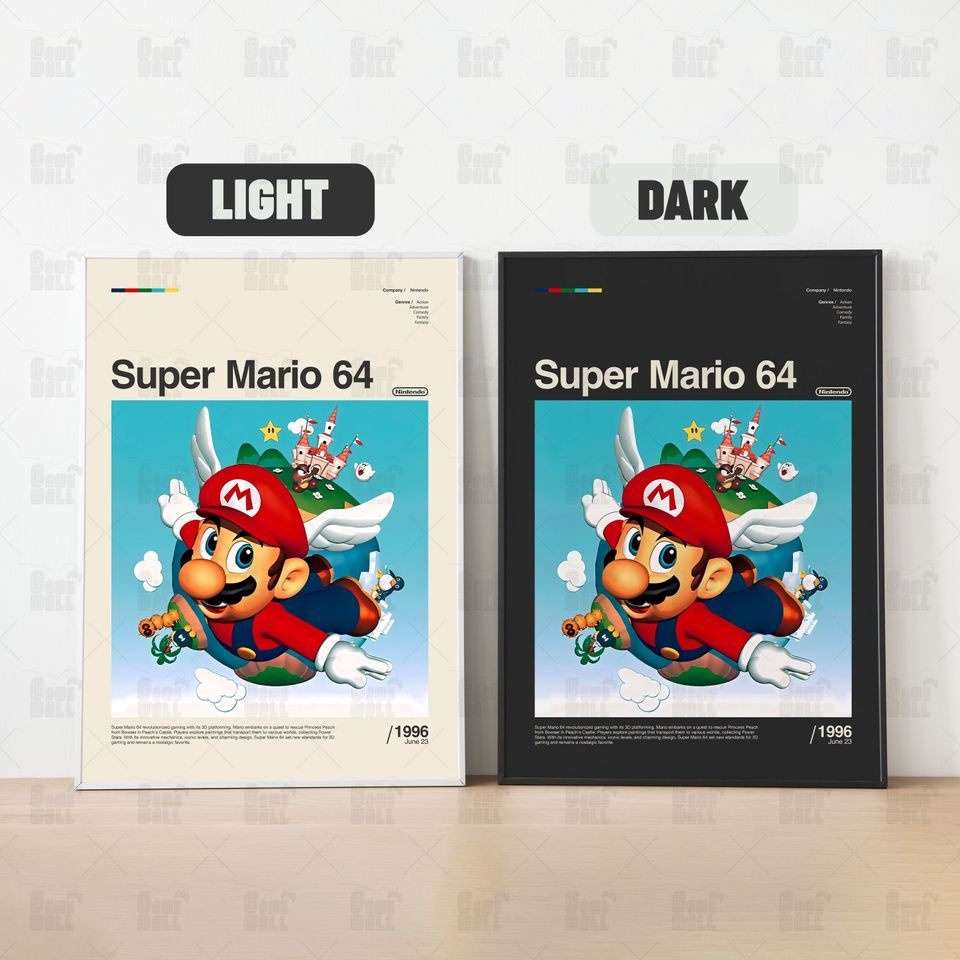 Super Mario 64 Poster, Gaming Room Poster, Gaming Wall Poster, Gaming Print Poster, Game Gift, Video Games Poster, Gaming Wall Art