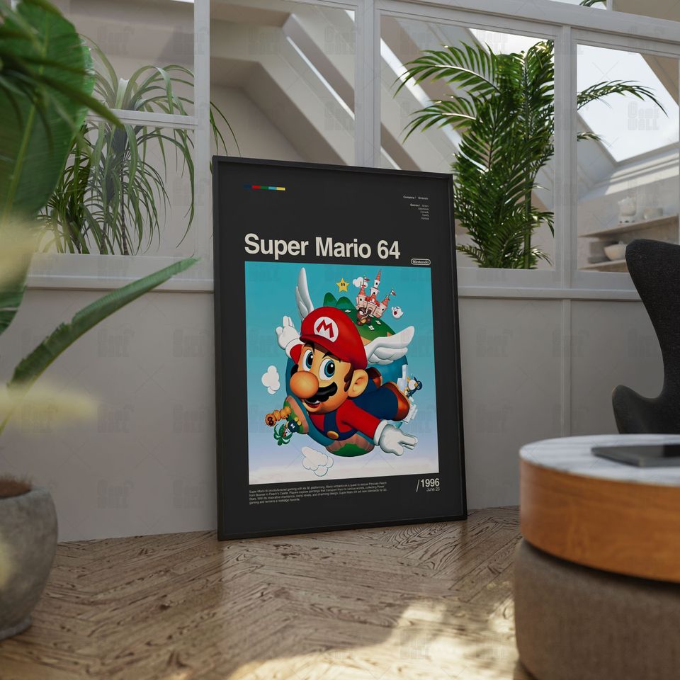 Super Mario 64 Poster, Gaming Room Poster, Gaming Wall Poster, Gaming Print Poster, Game Gift, Video Games Poster, Gaming Wall Art