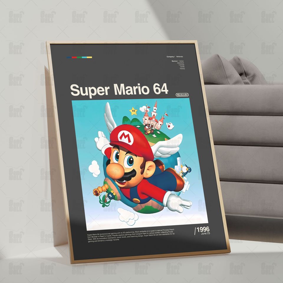 Super Mario 64 Poster, Gaming Room Poster, Gaming Wall Poster, Gaming Print Poster, Game Gift, Video Games Poster, Gaming Wall Art