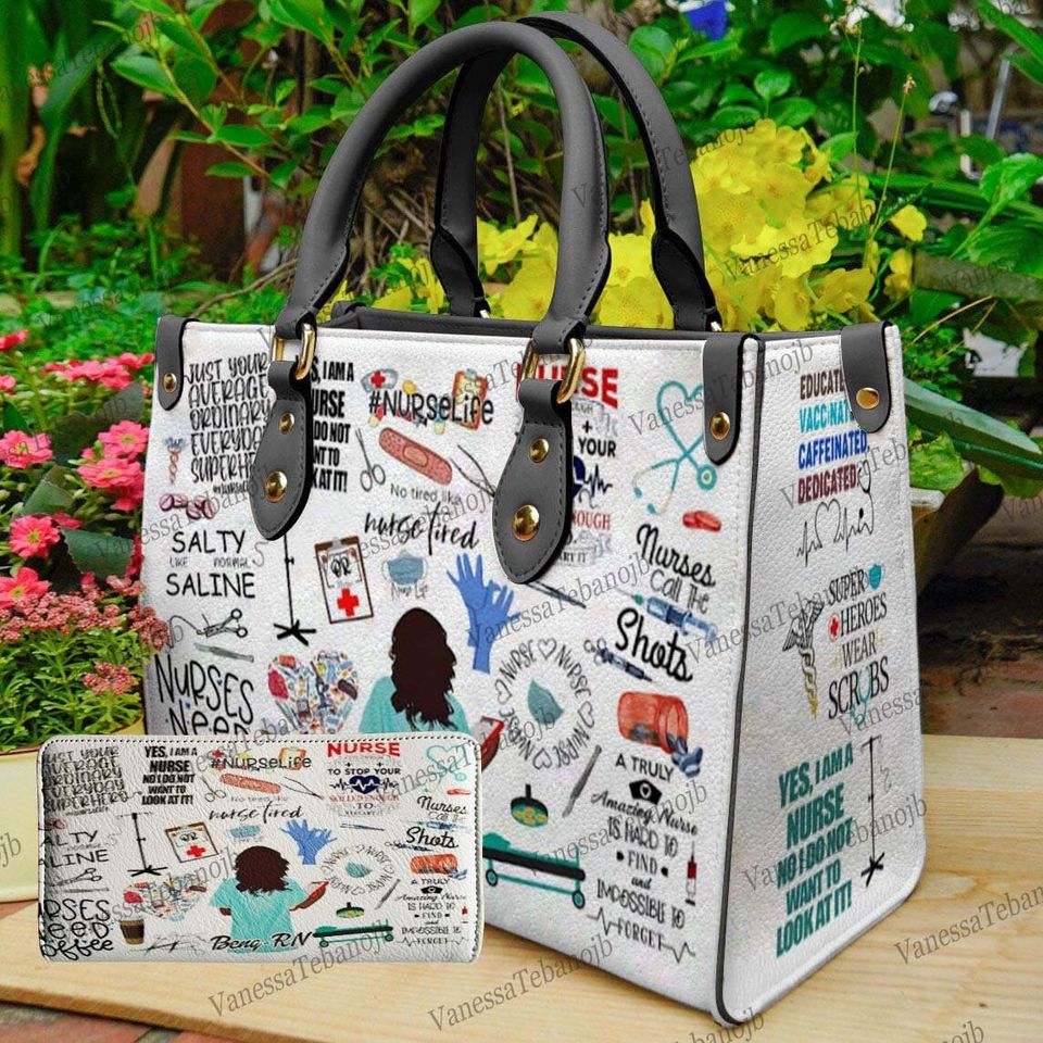 Nurse Heart Personalized Leather HandBag