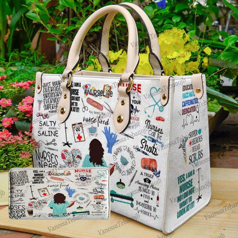 Nurse Heart Personalized Leather HandBag
