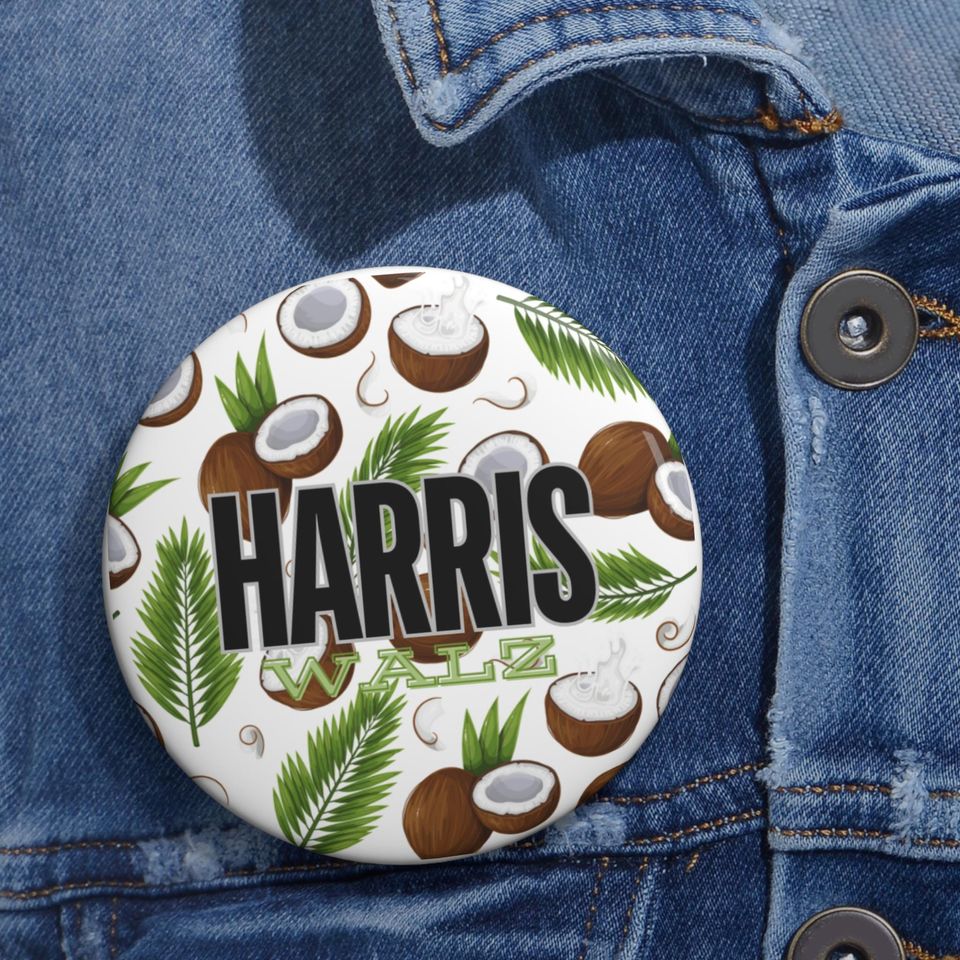 Kamala Harris and Tim Walz 2024 - Pin Buttons - Coconut Theme