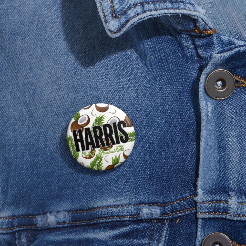Kamala Harris and Tim Walz 2024 - Pin Buttons - Coconut Theme