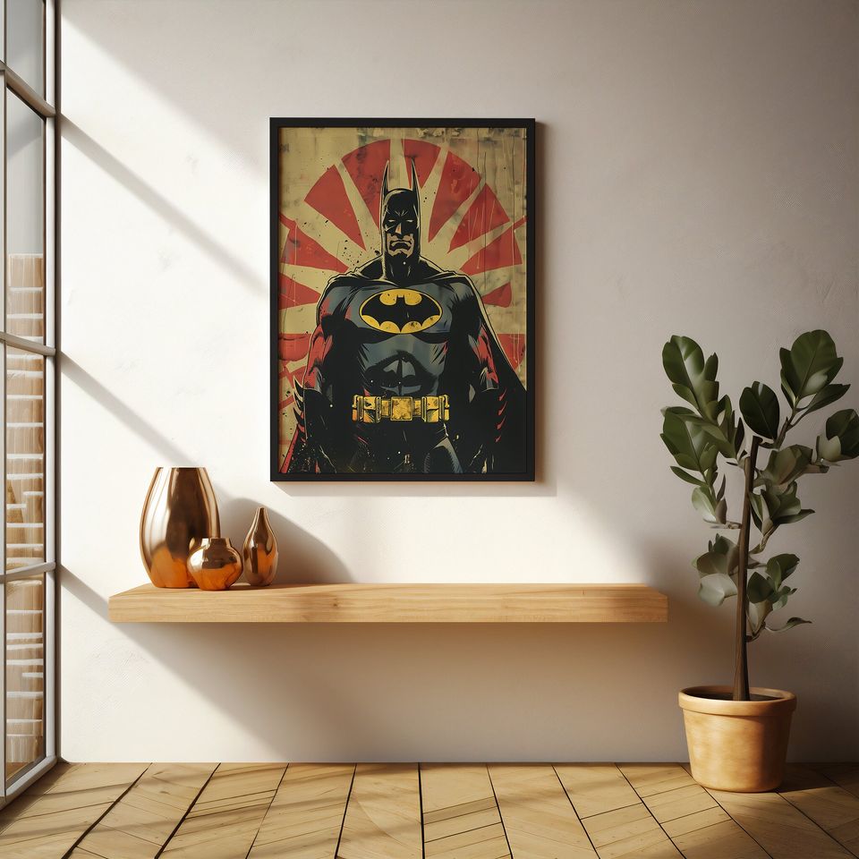 Retro Batman Digital Print Poster | The Batman retro comics poster
