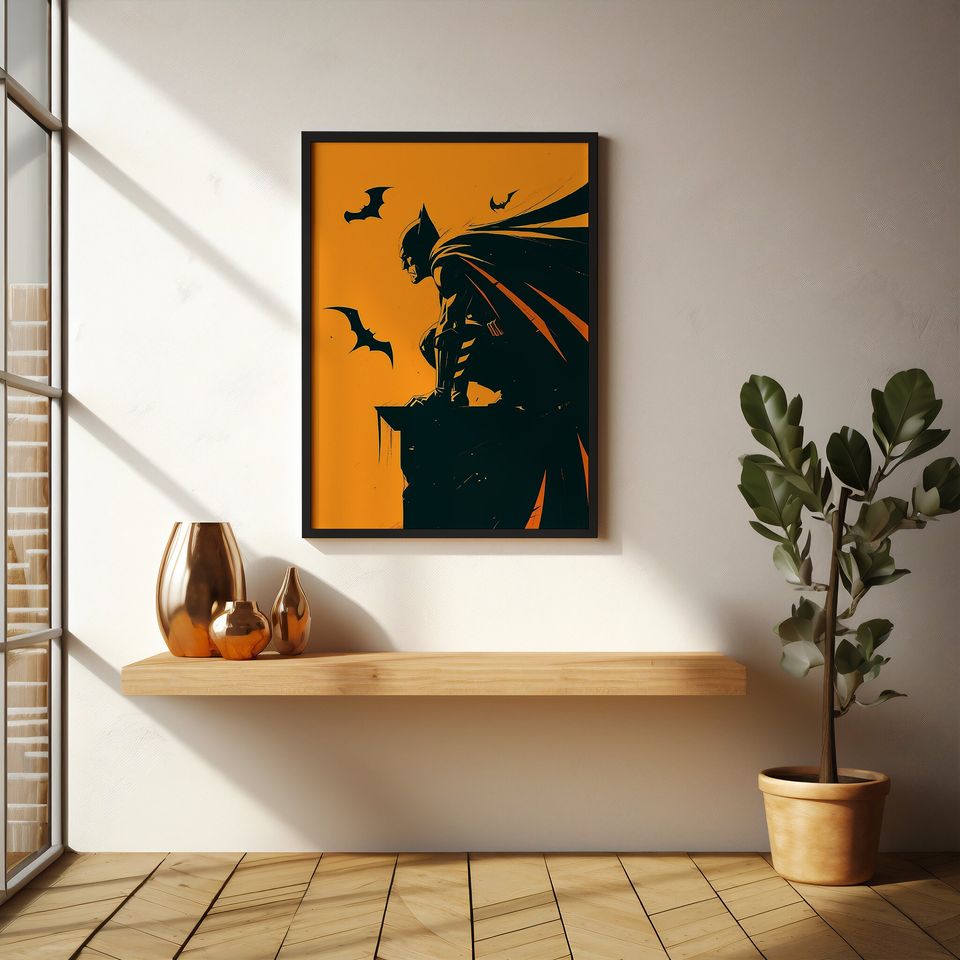 Retro Batman Digital Print Poster | The Batman retro comics poster