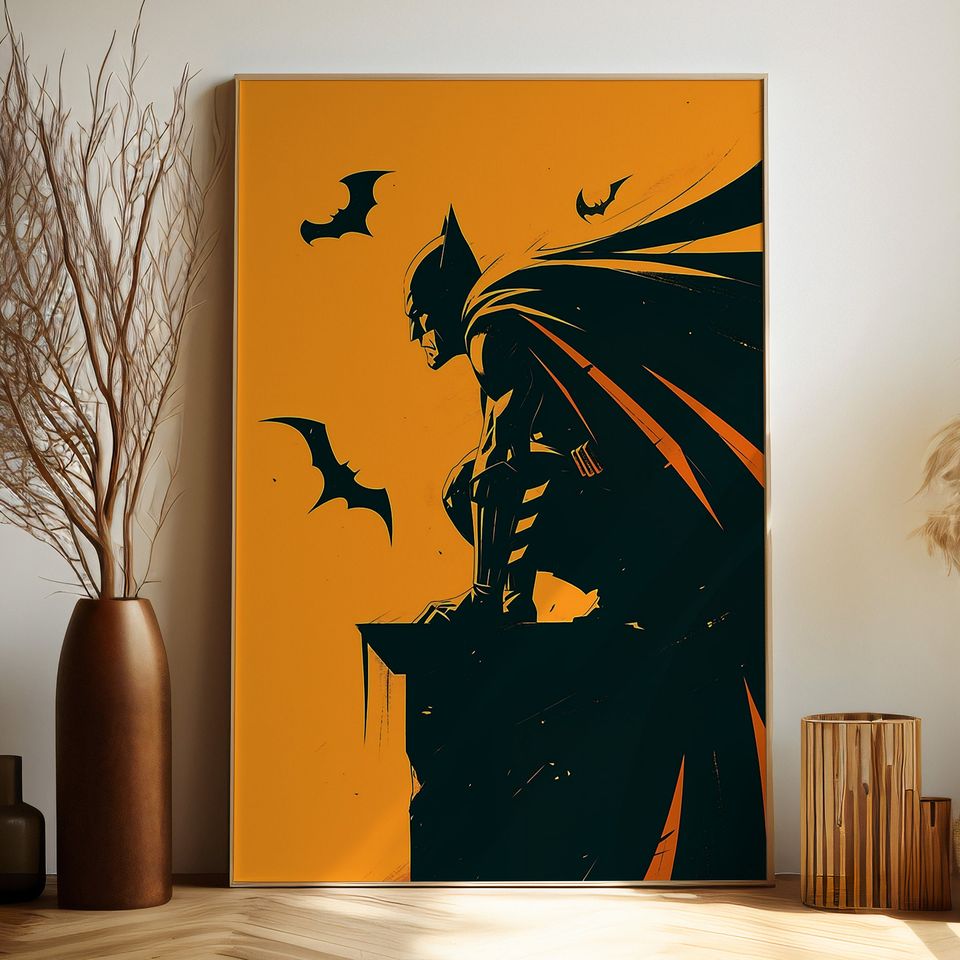 Retro Batman Digital Print Poster | The Batman retro comics poster