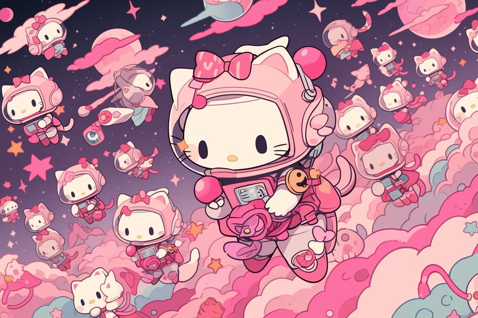 Hello Kitty Poster, Cute Wall Print, Hello Kitty Gifts, Poster for Kids Room, Wall Decor, Gift for Kids, Gift for Daughter, Japanese Anime