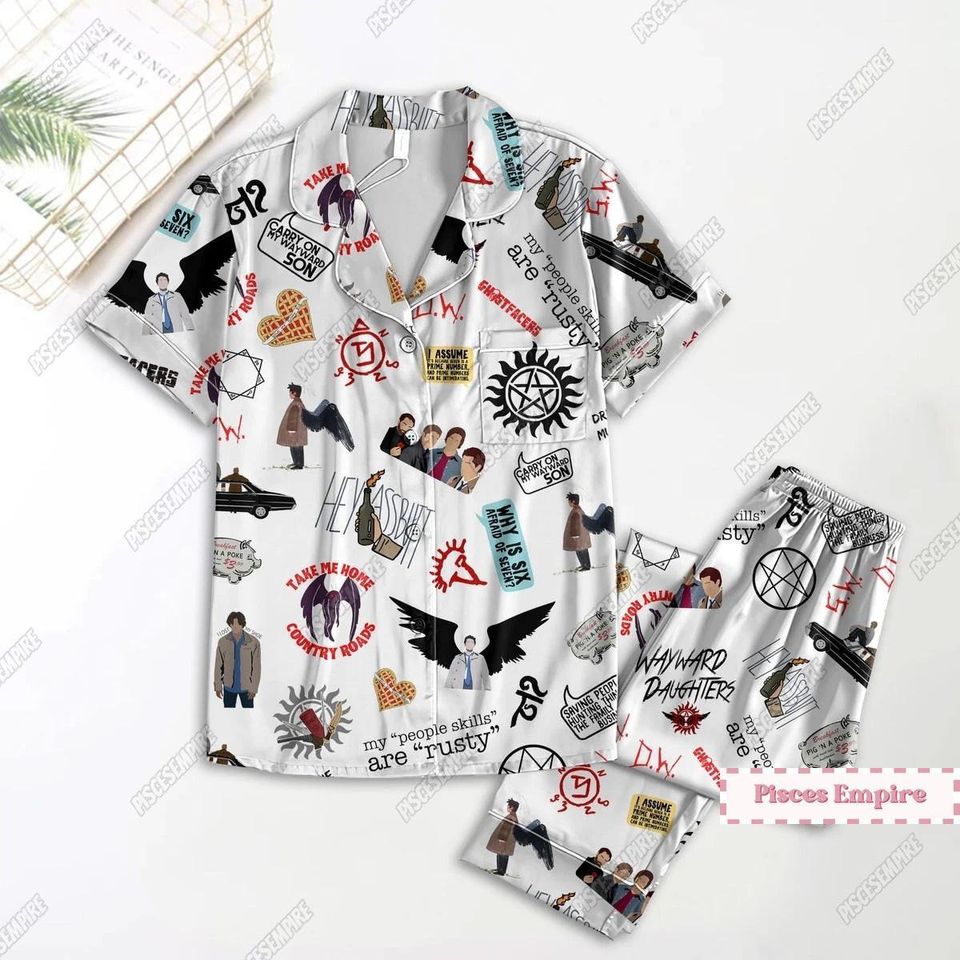 Supernatural Pajamas Set, Supernatural Shirt, Supernatural Holiday Pajamas