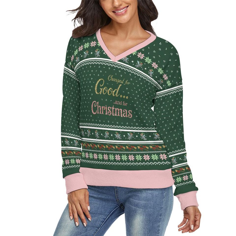 Wicked Inspired V-Neck Christmas Sweater: Festive Holiday Pullover