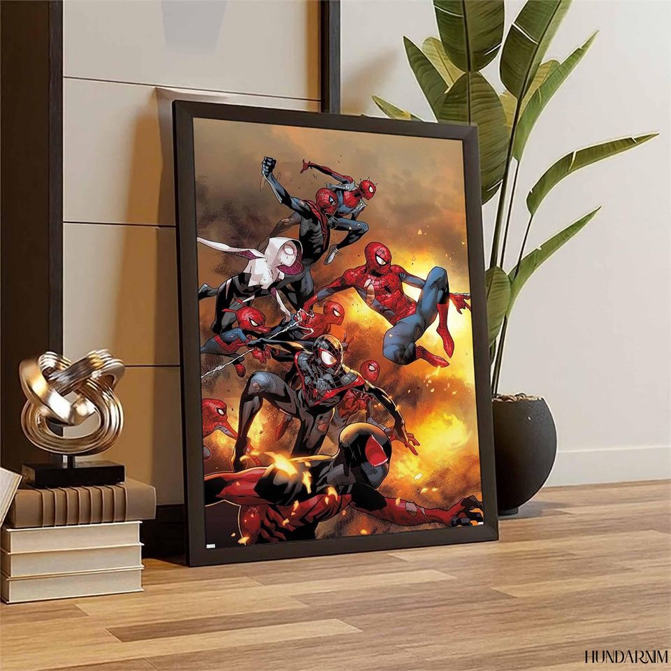 Vibrant Spider Team Superhero Wall Art Poster