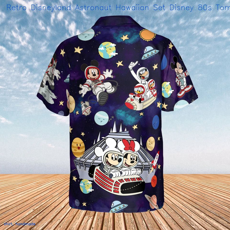 Retro Disneyland Astronaut Hawaiian Set Disney 80S Tomorrowland Shirt