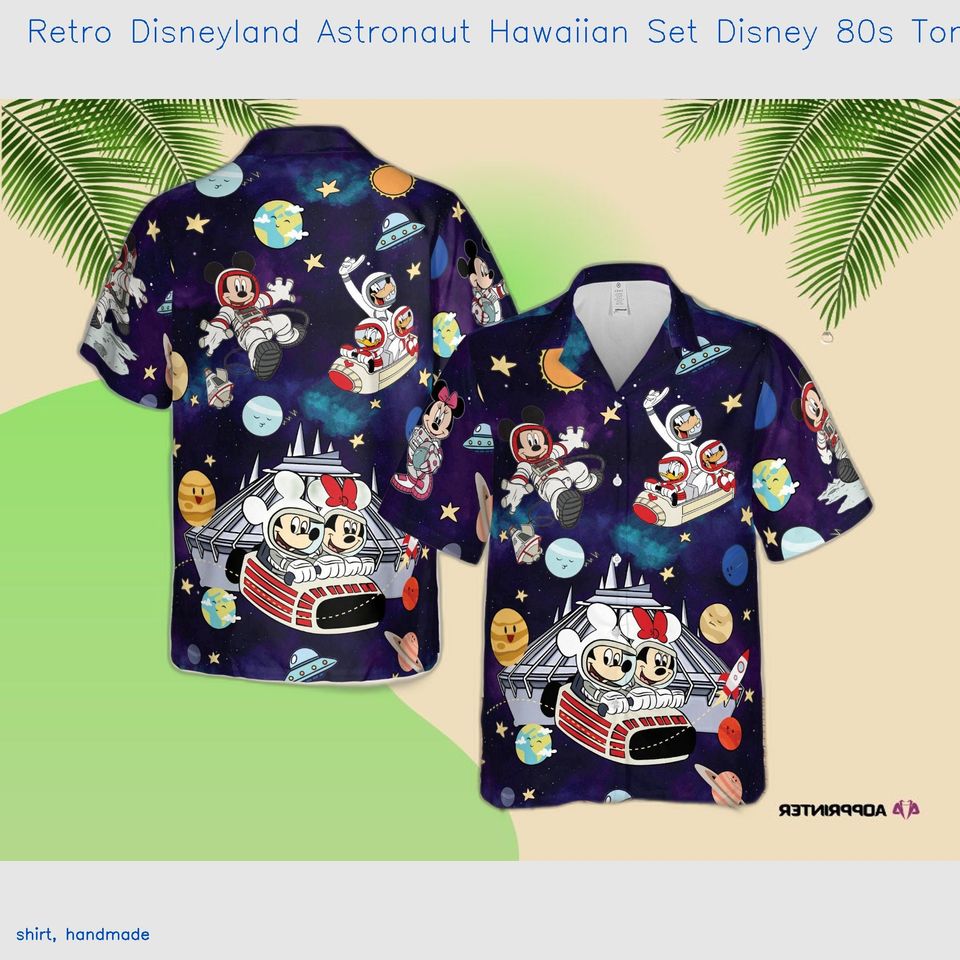 Retro Disneyland Astronaut Hawaiian Set Disney 80S Tomorrowland Shirt