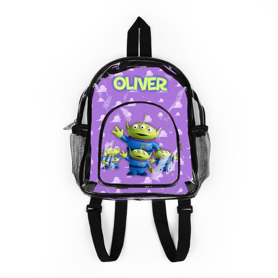 Personalized Little Green Men Clear Backpack