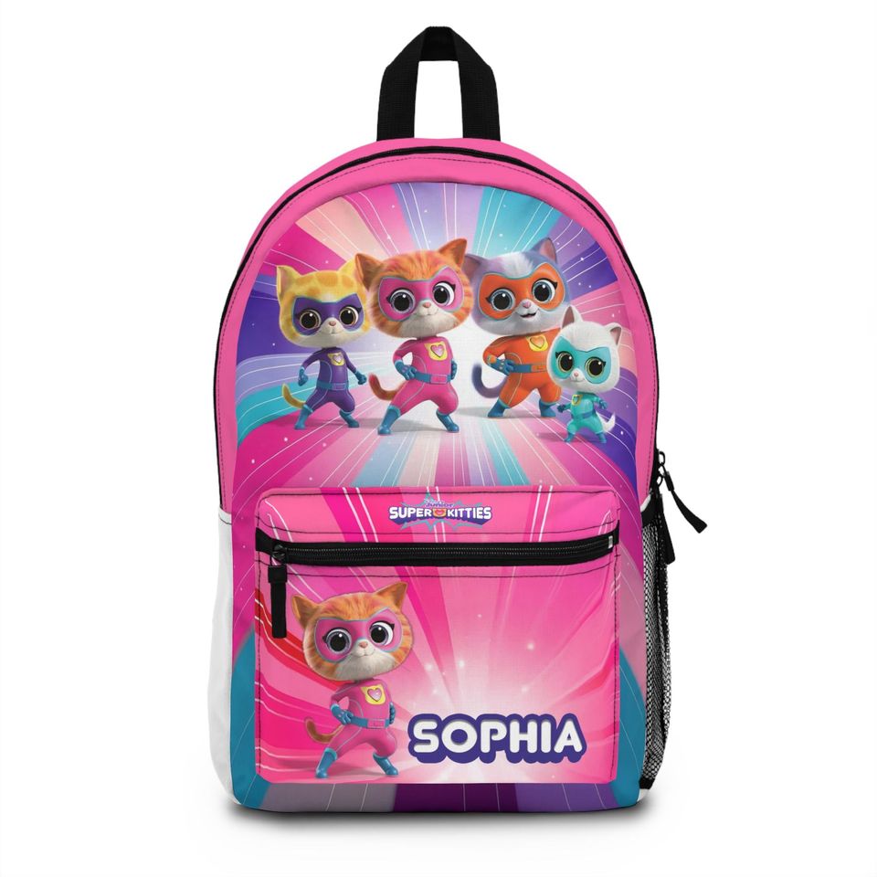 Superkitties Kids Backpack with Custom Name - Durable, Lightweight, Multiple Colors