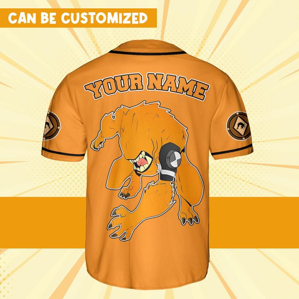 Personalize Ben 10 Vulpimancer Orange Black Jersey, Cartoon Baseball Team Outfit