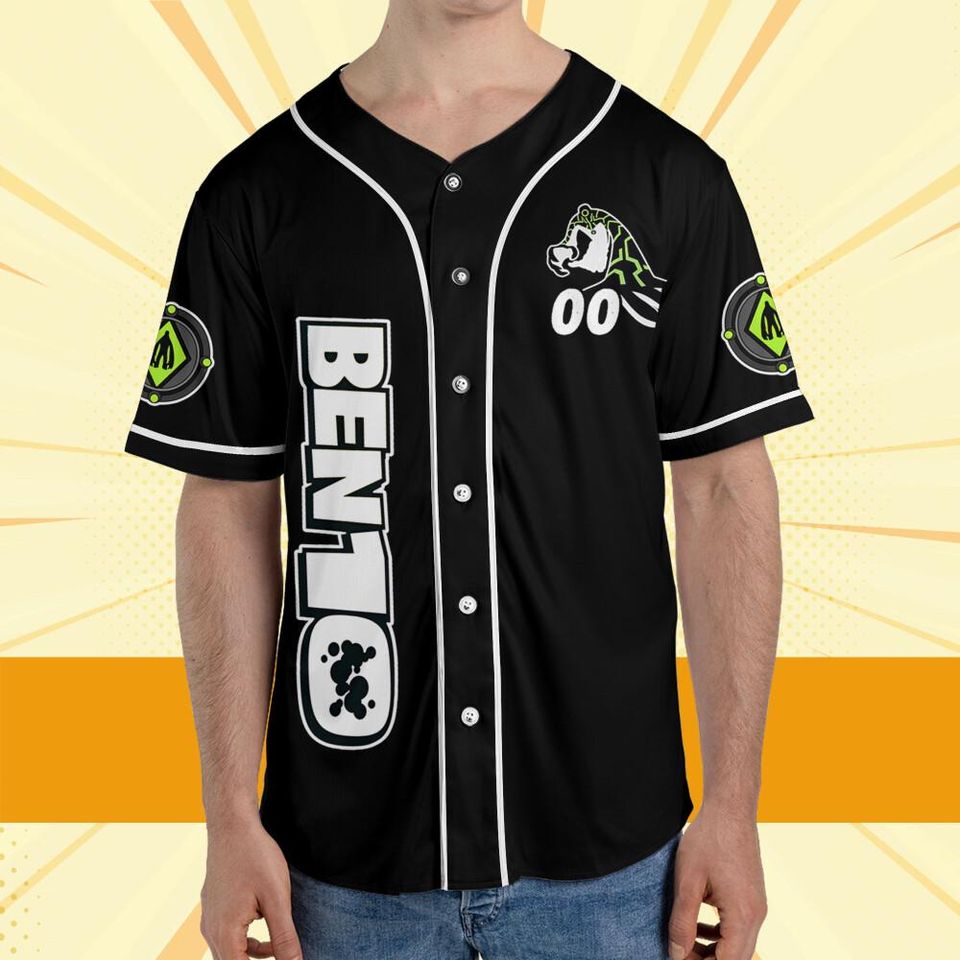 Personalize Ben 10 Galvanic Green Black Jersey, Cartoon Baseball Team Outfit