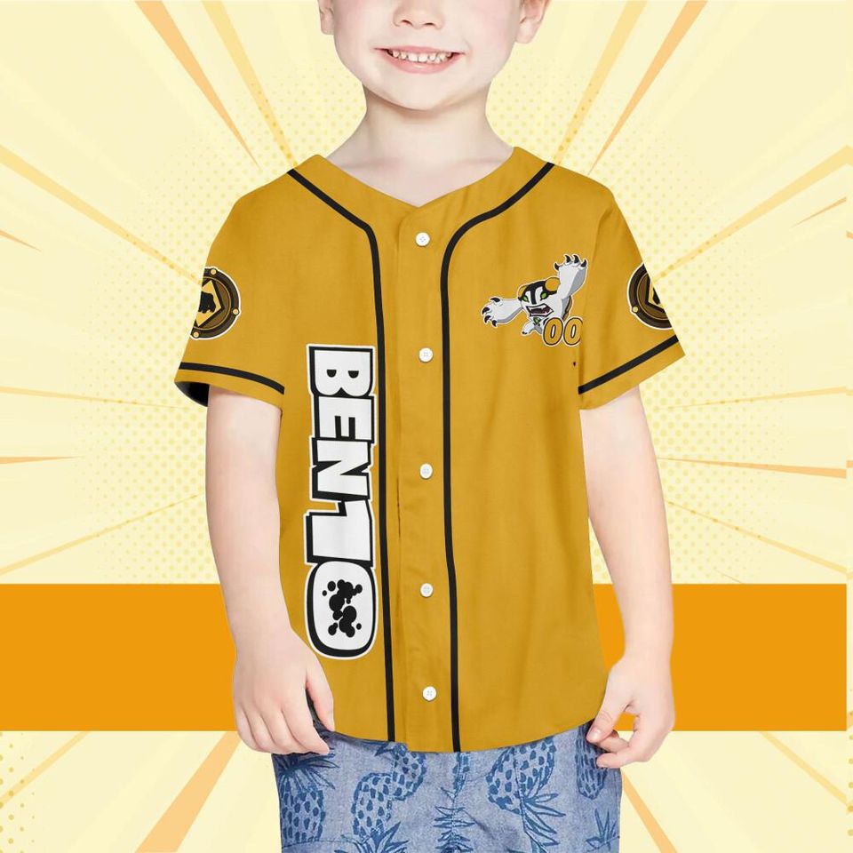 Personalize Ben 10 Arburian Yellow Black Jersey, Cartoon Baseball Team Outfit