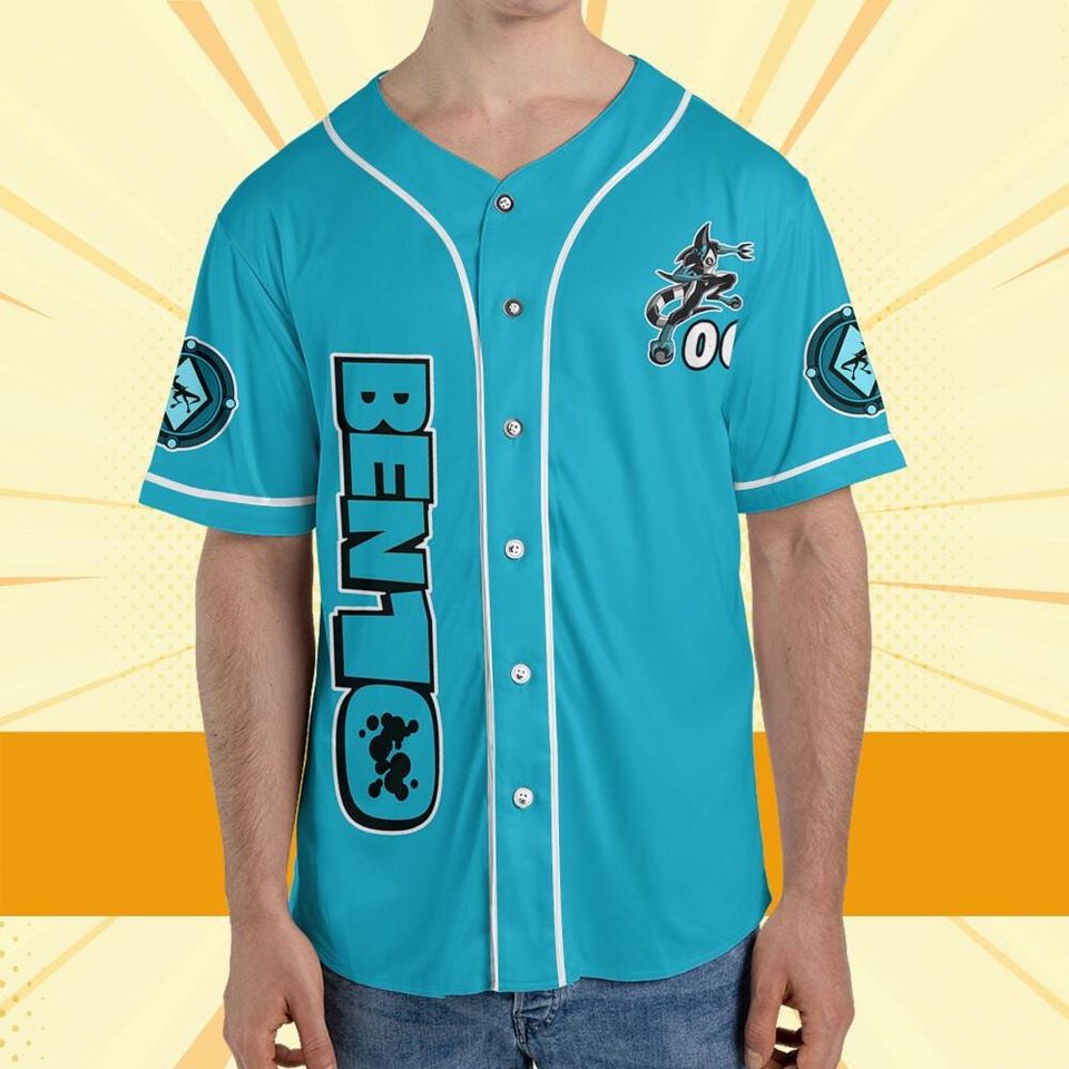 Personalize Ben 10 Kineceleran Blue Black Jersey, Cartoon Baseball Team Outfit