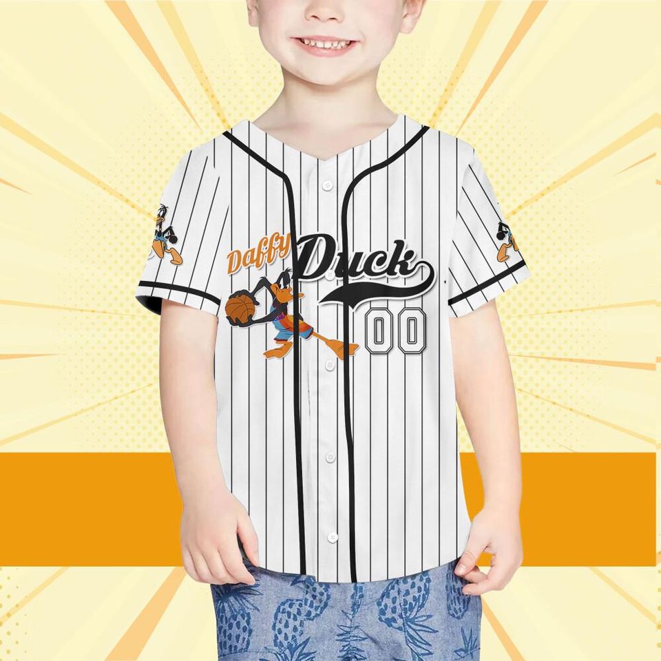 Personalize Daffy Duck Jersey Black White, Cartoon Baseball Team Outfit