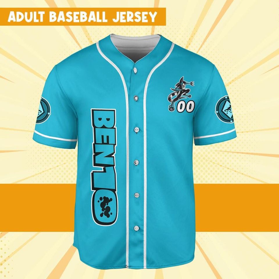 Personalize Ben 10 Kineceleran Blue Black Jersey, Cartoon Baseball Team Outfit