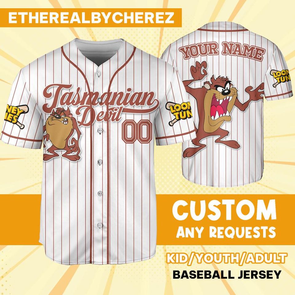 Custom Looney Tune Tasmanian Devil Simple Baseball, Cartoon Team Outfit