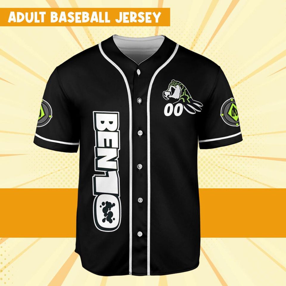 Personalize Ben 10 Galvanic Green Black Jersey, Cartoon Baseball Team Outfit