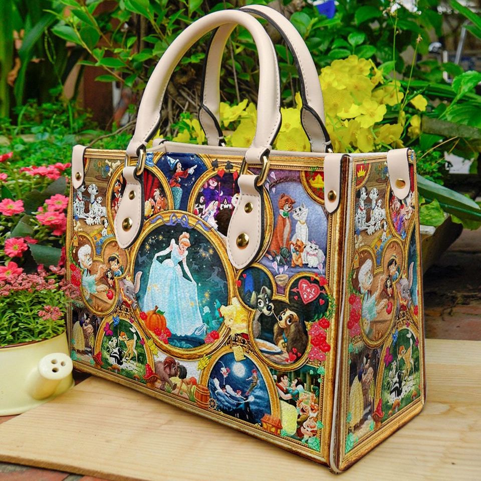 Vintage Disney Characters Leather Handbag, Anniversary Mickey Handbag