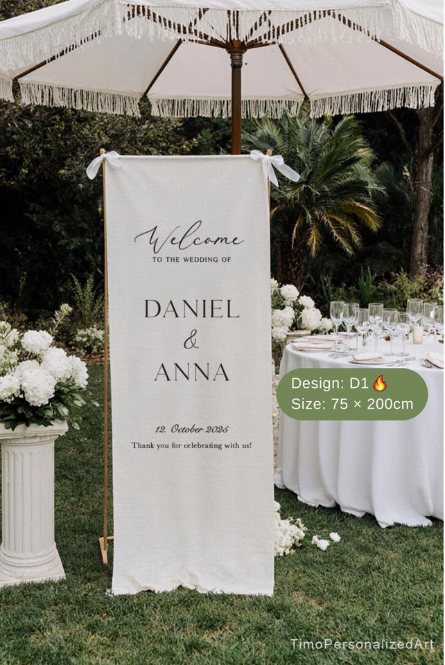 Custom Linen Wedding Sign, Fabric Wedding Sign, Custom Welcome Sign, Linen Wedding Banner, Wedding Decoration, Engagement Party Sign