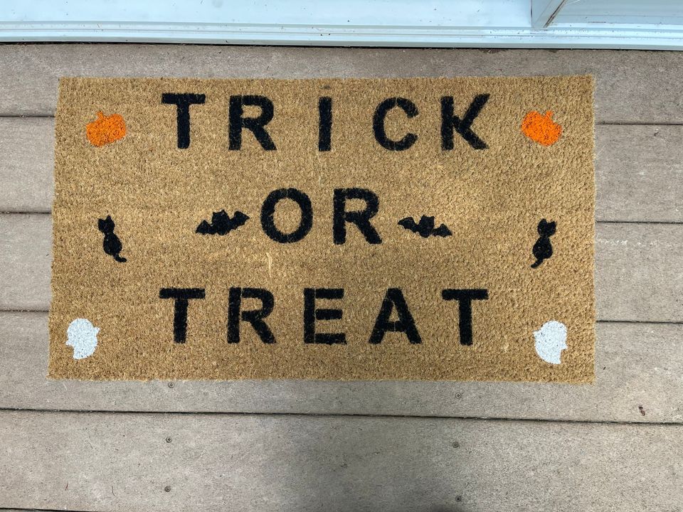 Halloween | Hand painted trick or treat Doormat