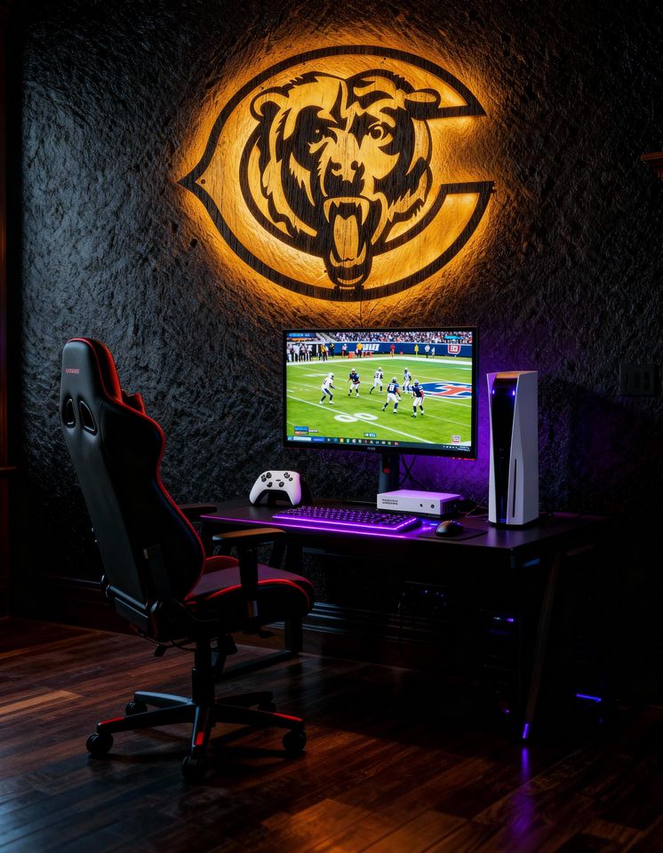 Chicago Bears LED Metal Wall Decor Rainbow Light Sign